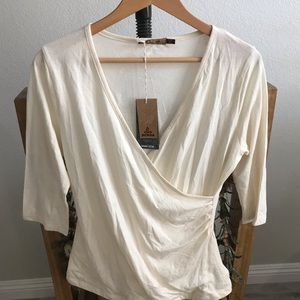 NWT prAna Arya size large cream wrap top